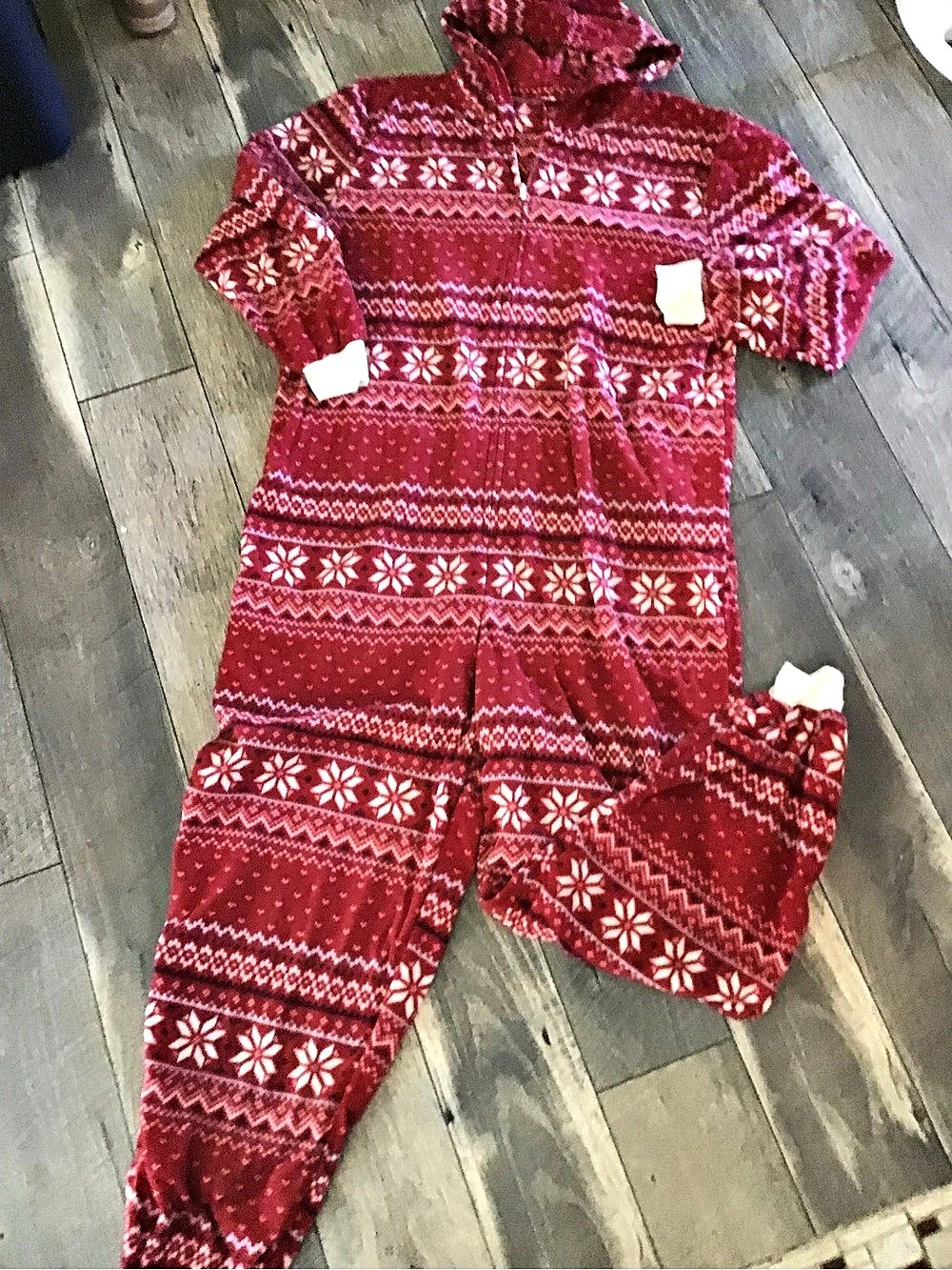 Oversized Red Fair Isle Print Onesie